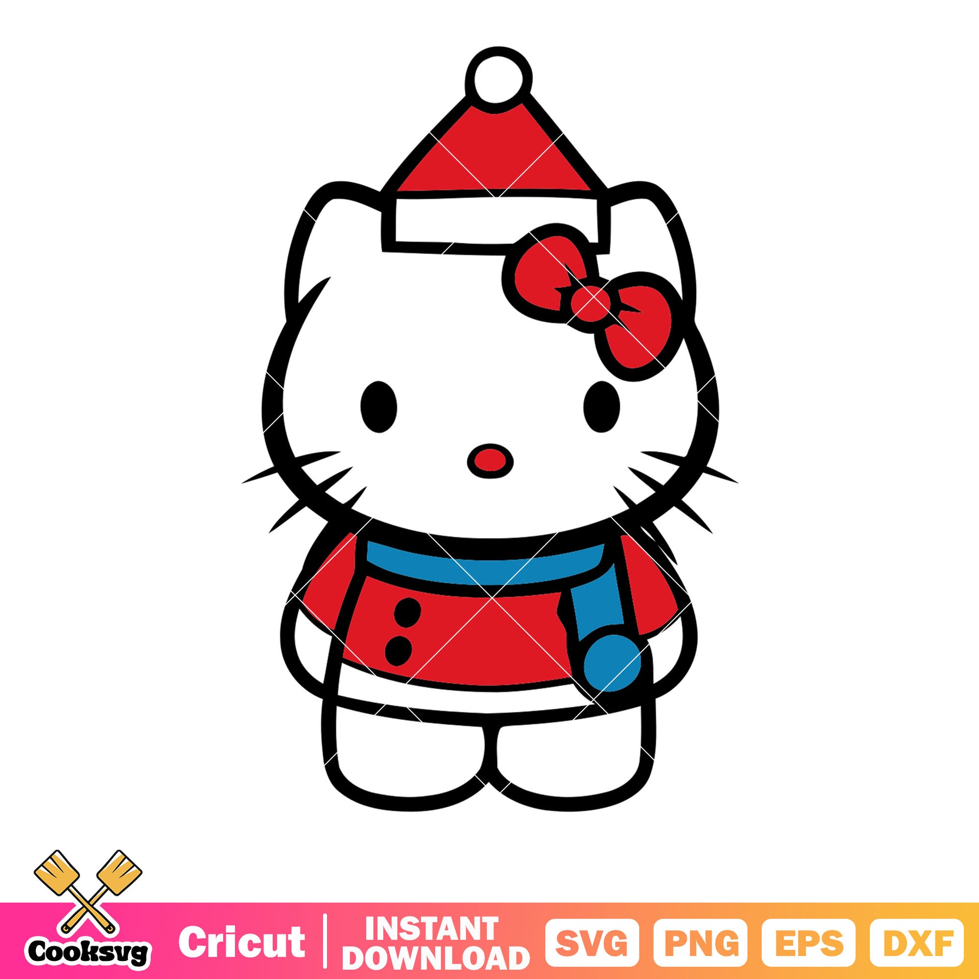 Hello kitty christmas cartoon design svg, hello kitty costume svg