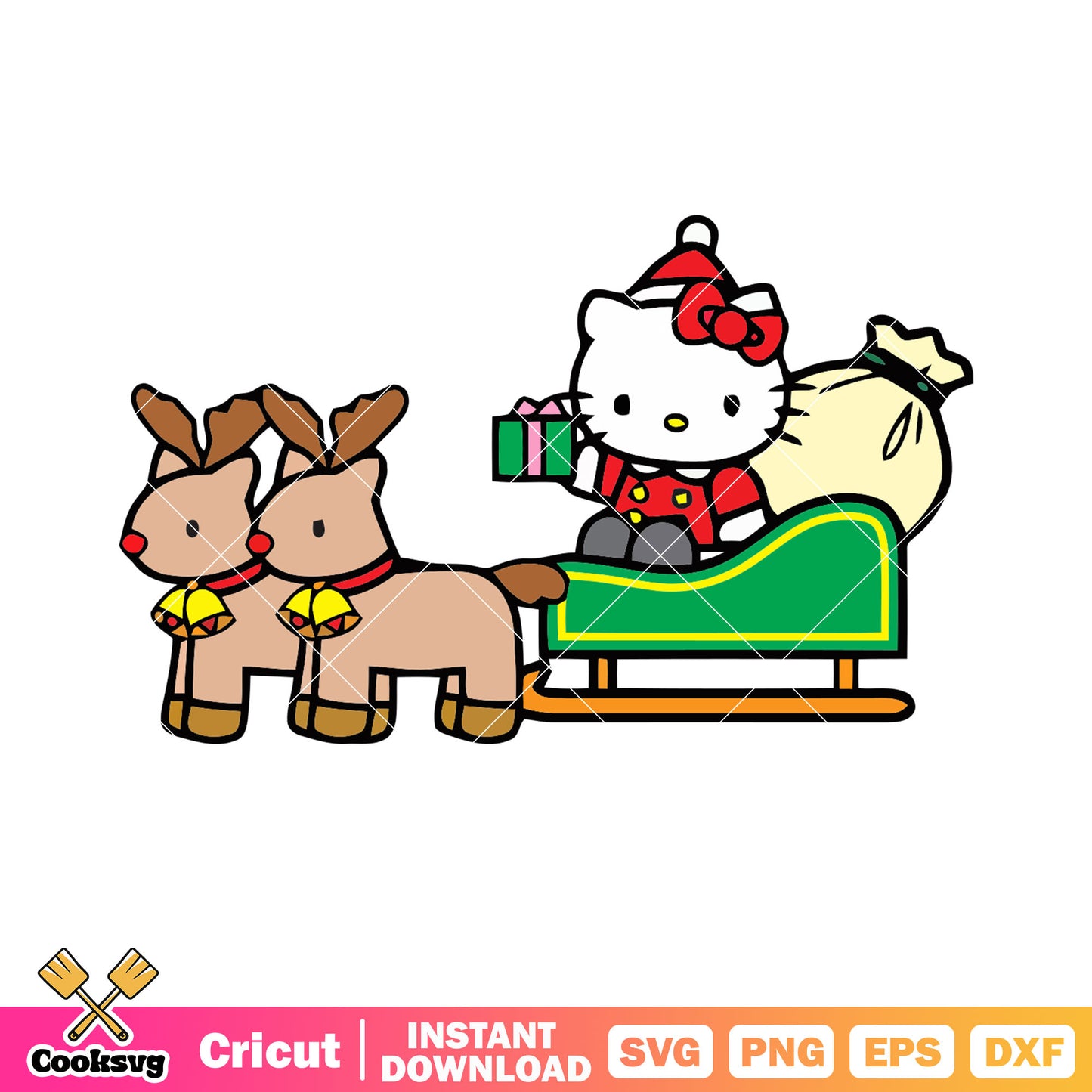 Hello kitty christmas santa costume svg, hello kitty santa​ svg