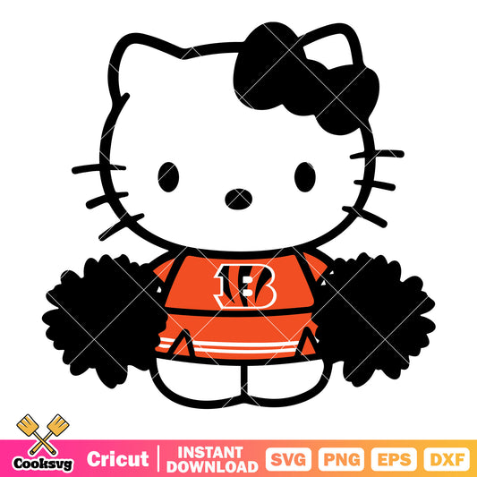 Hello kitty cincinnati bengals cheerleader svg, cincinnati bengals football​ svg