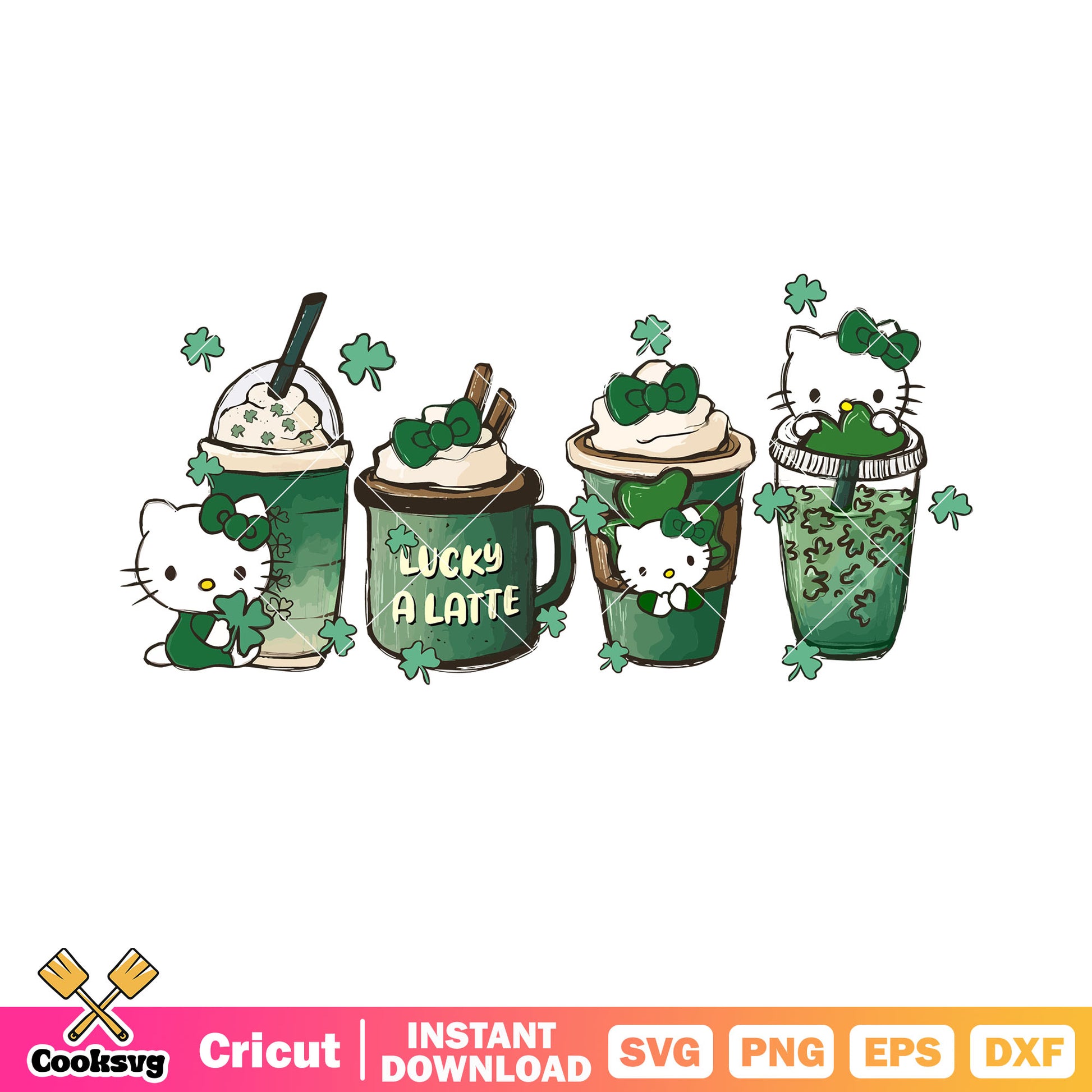 Hello kitty coffee lucky a latte svg, hello kitty lucky charms​ svg