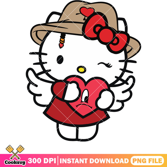 Hello kitty cupid and bad bunny png, cupid valentine png