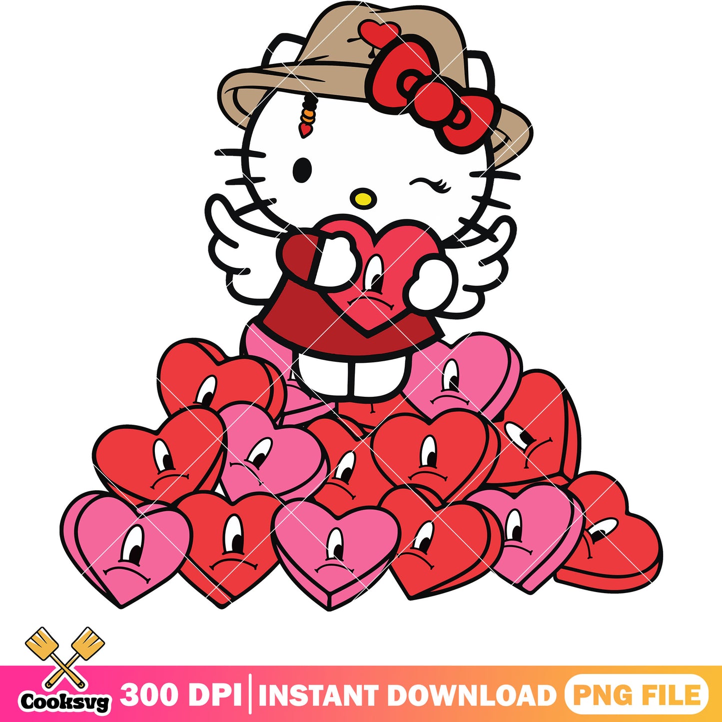 Hello kitty cupid bad bunny png, cupid valentine png