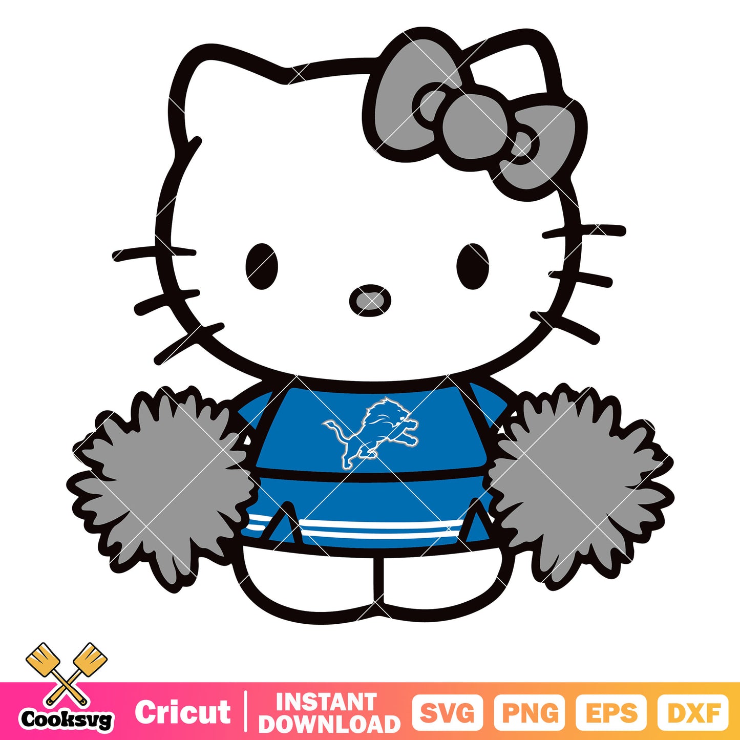 Hello kitty detroit lions cheerleader svg, detroit lions svg