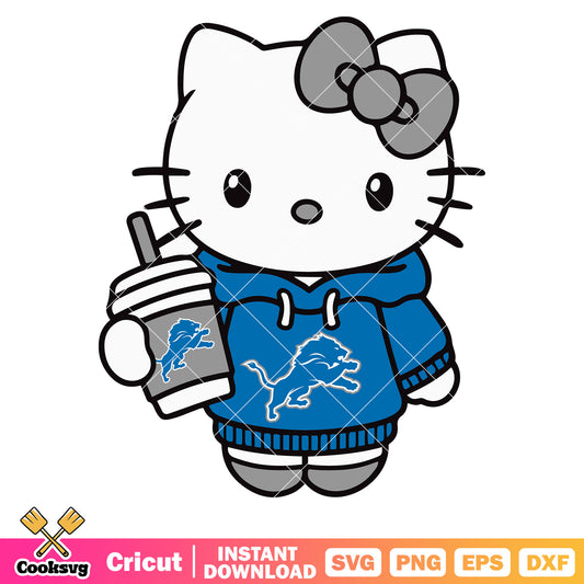 Hello kitty detroit lions coffee svg, detroit lions svg