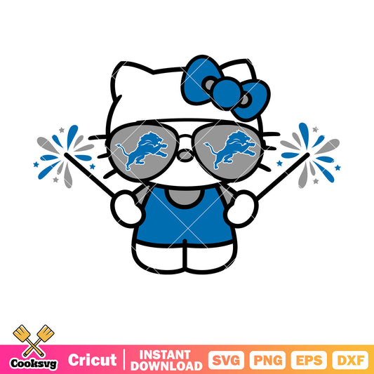 Hello kitty detroit lions firework svg, detroit lions logo​ svg