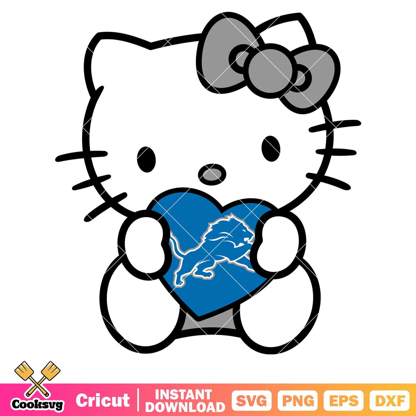 Hello kitty detroit lions heart svg file, detroit lions svg