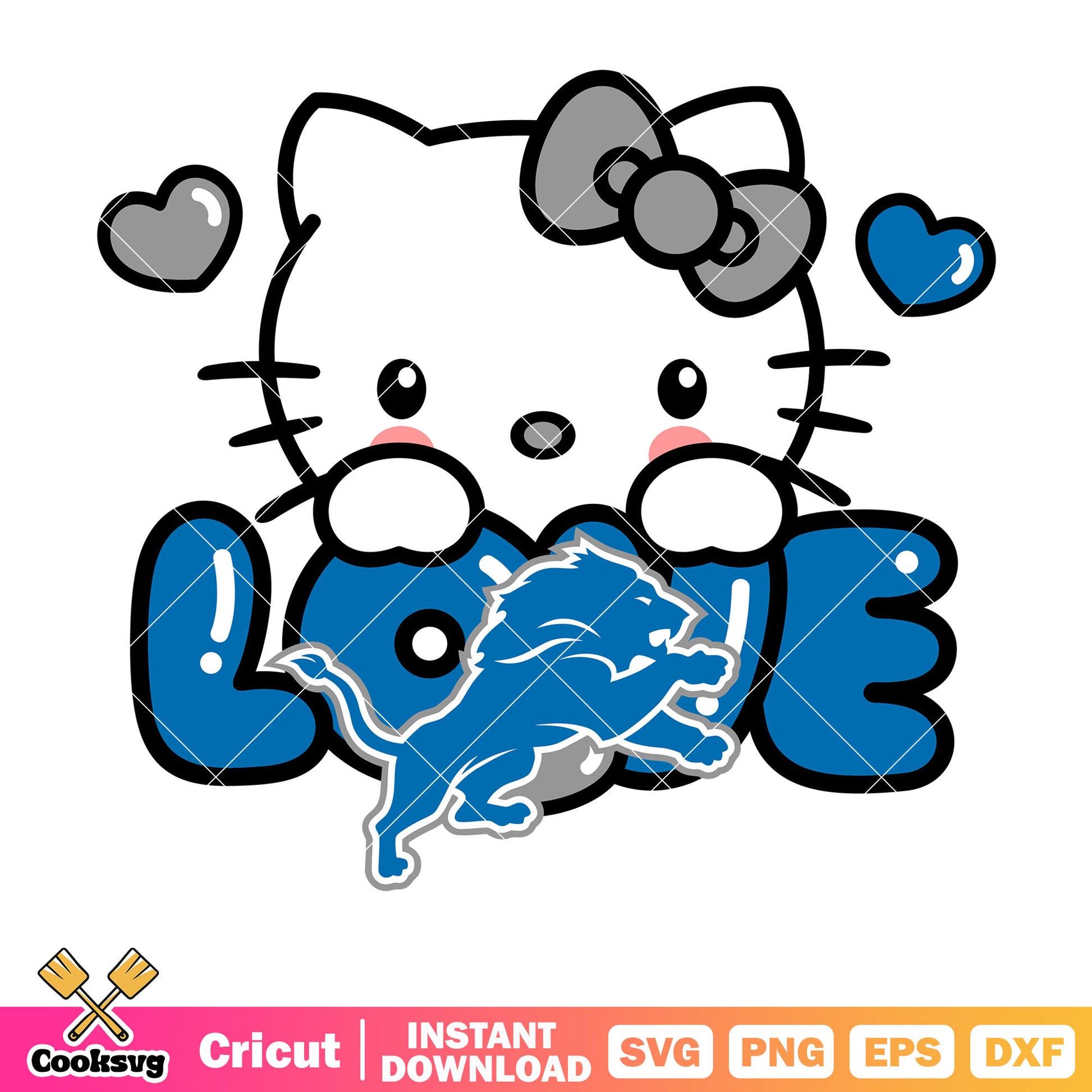 Hello kitty detroit lions love svg file, detroit lions svg