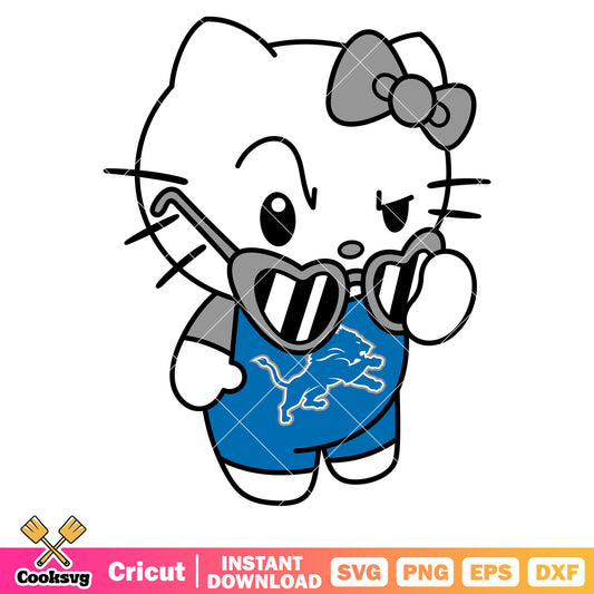 Hello kitty detroit lions sunglasses svg file, detroit lions svg