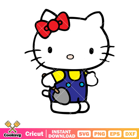 Hello kitty farmer svg file, hello kitty costume​ svg, kitty cat svg