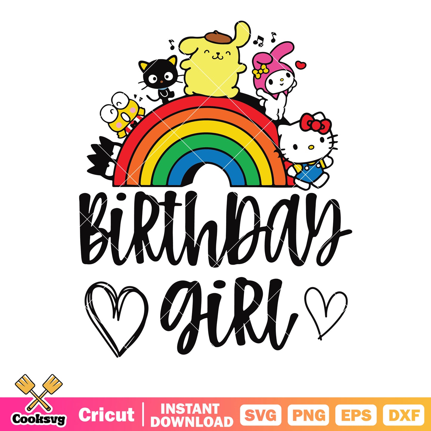 Hello kitty friends birthday girl svg, hello kitty friends svg