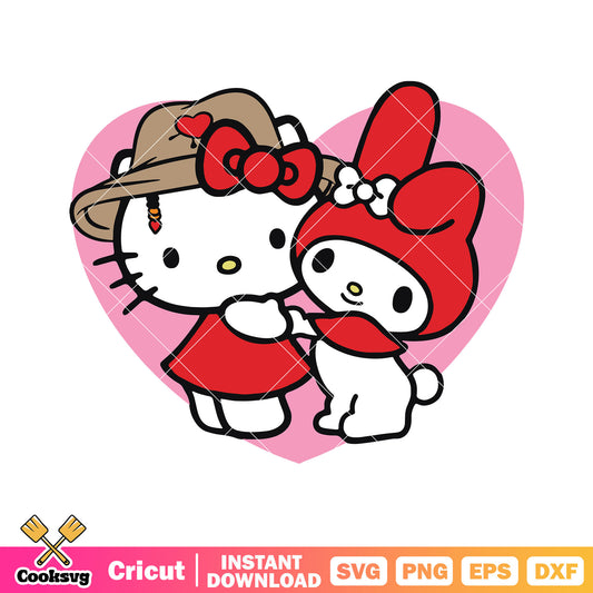 Hello kitty friends love valentine svg, hello kitty valentines​ svg, bad bunny svg