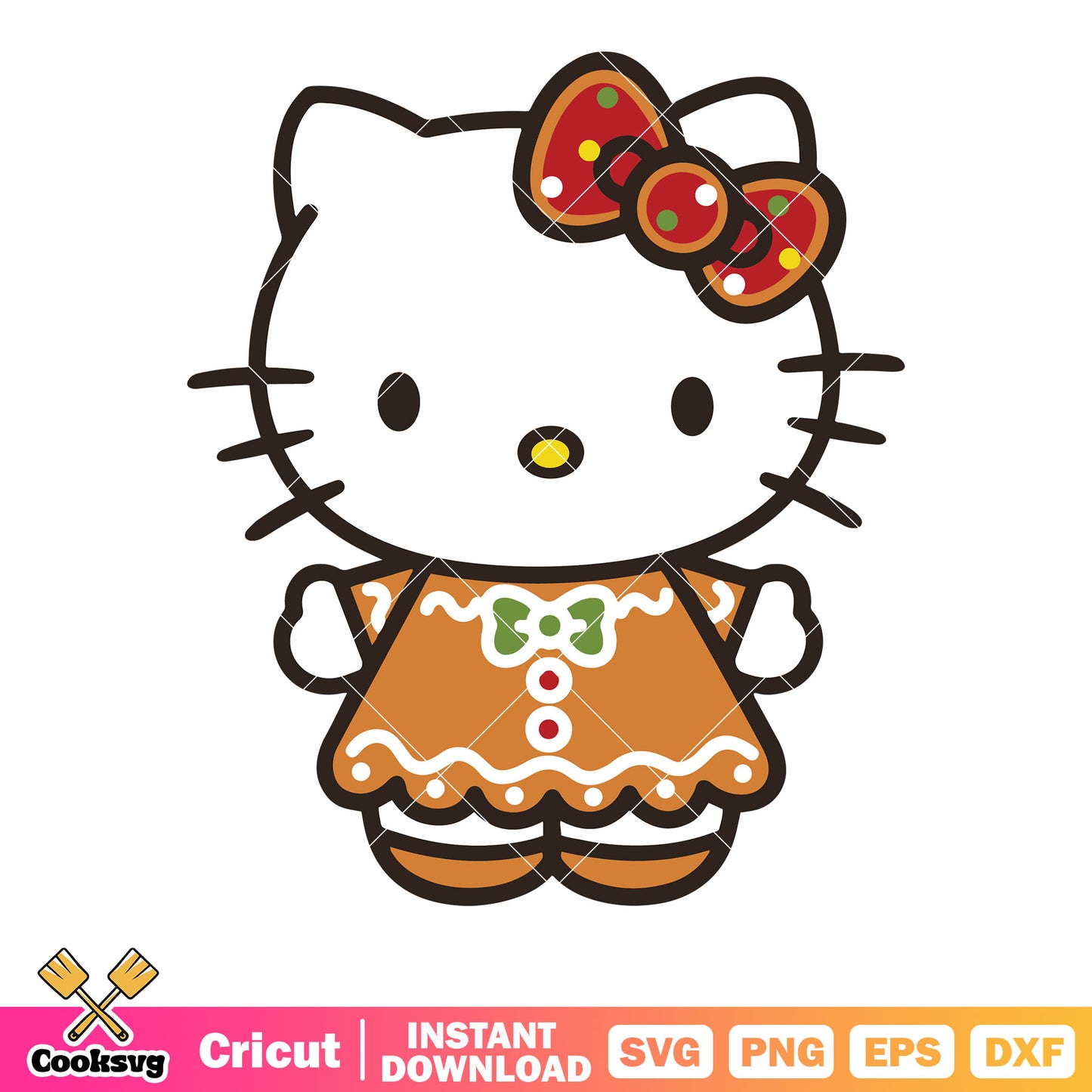 Hello kitty gingerbread costume svg, hello kitty gingerbread​ svg