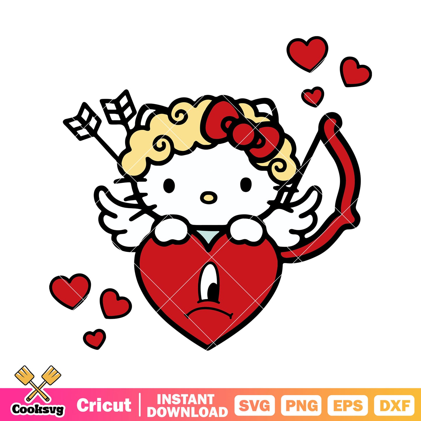 Hello kitty girl valentine angel svg, hello kitty valentines​ svg, bad bunny svg