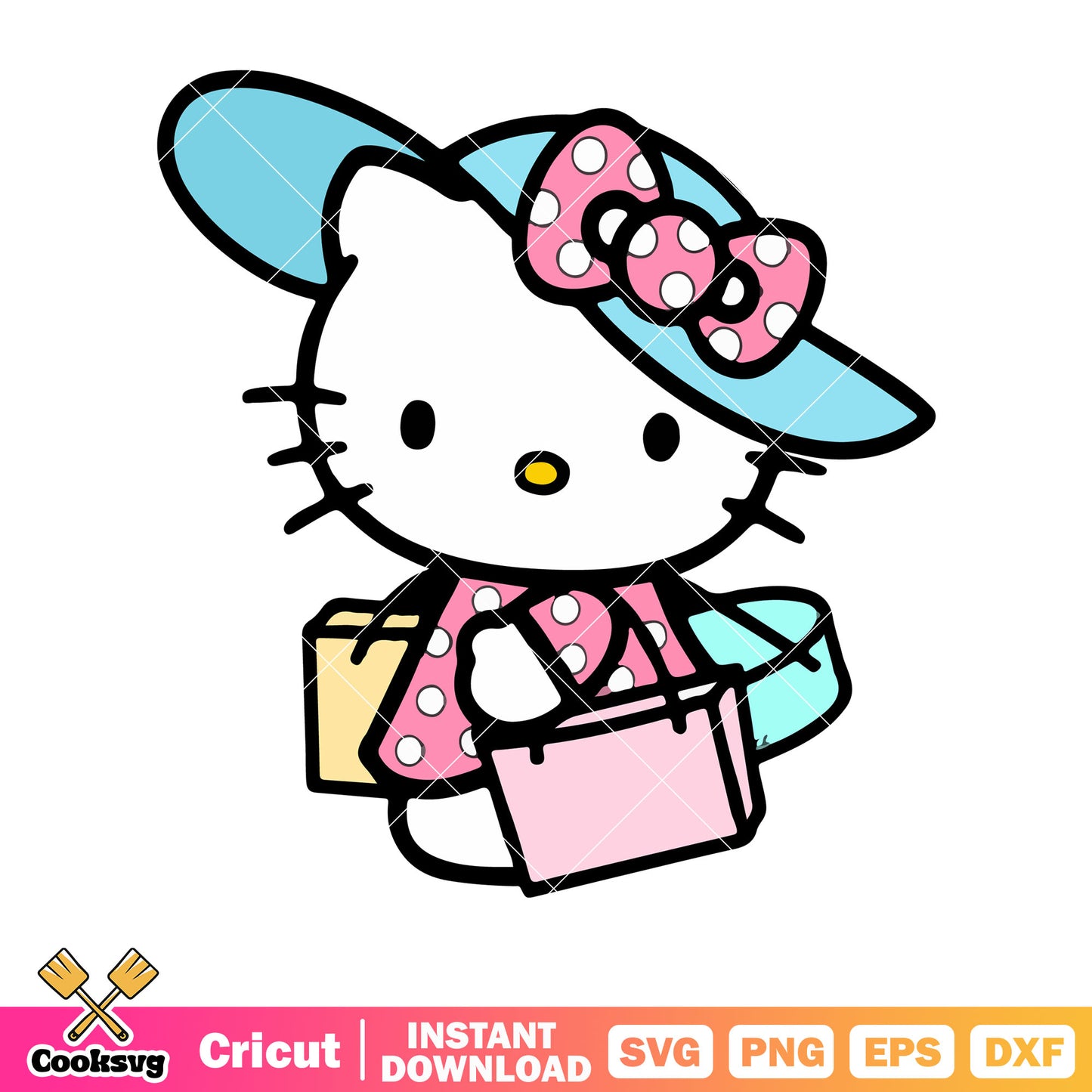 Hello kitty going shopping svg, hello kitty cat svg, kitty cat svg