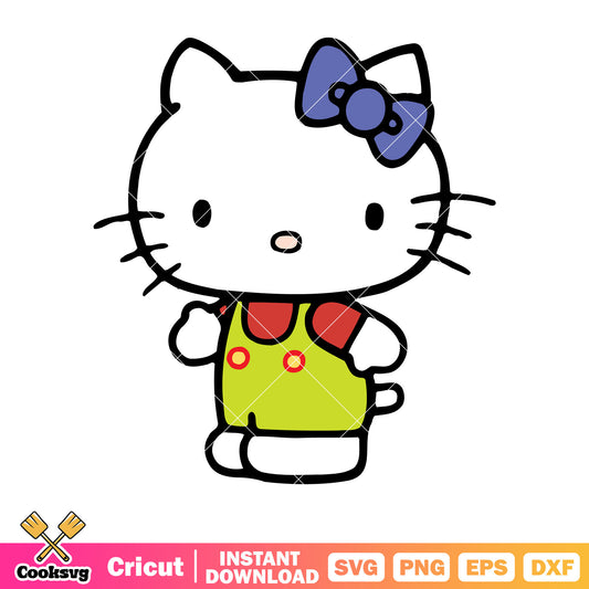 Hello kitty green costume svg file, hello kitty costume svg