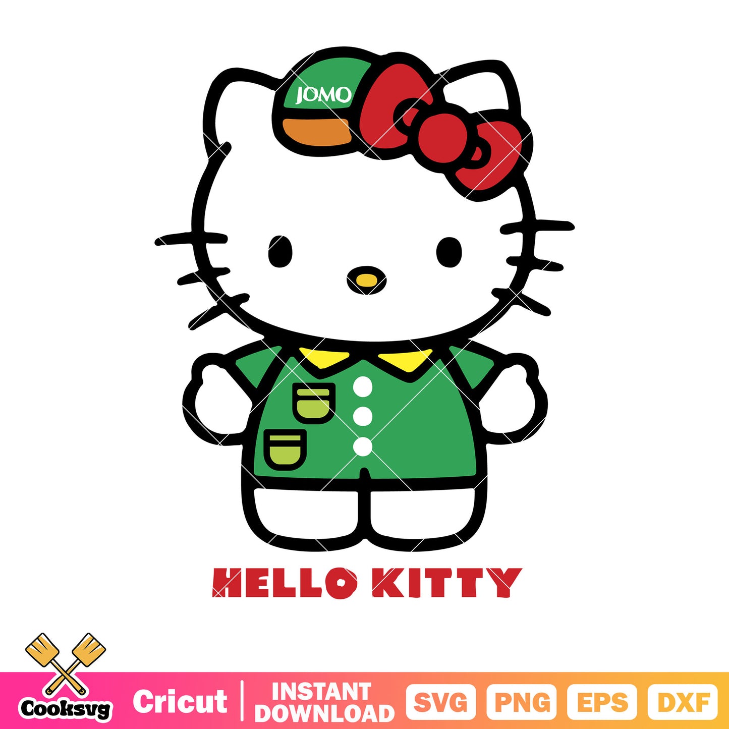 Hello kitty green outfit svg, hello kitty costume svg, kitty cat svg