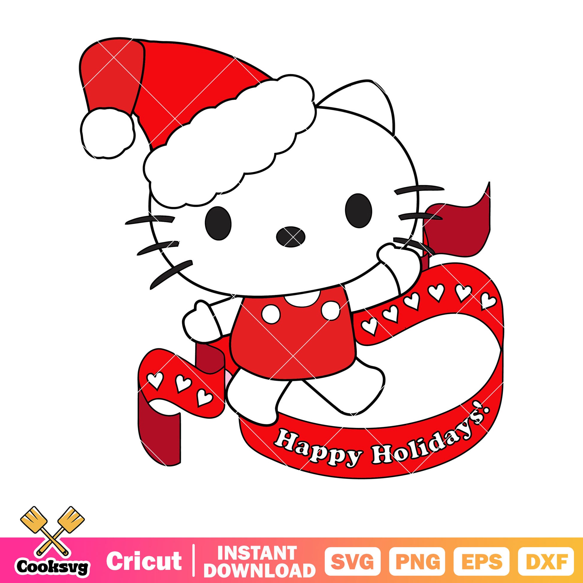 Hello kitty happy holiday svg, hello kitty cat svg, kitty cat svg