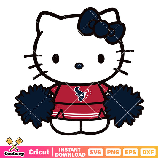 Hello kitty houston texans cheerleader svg, houston texans games​ svg