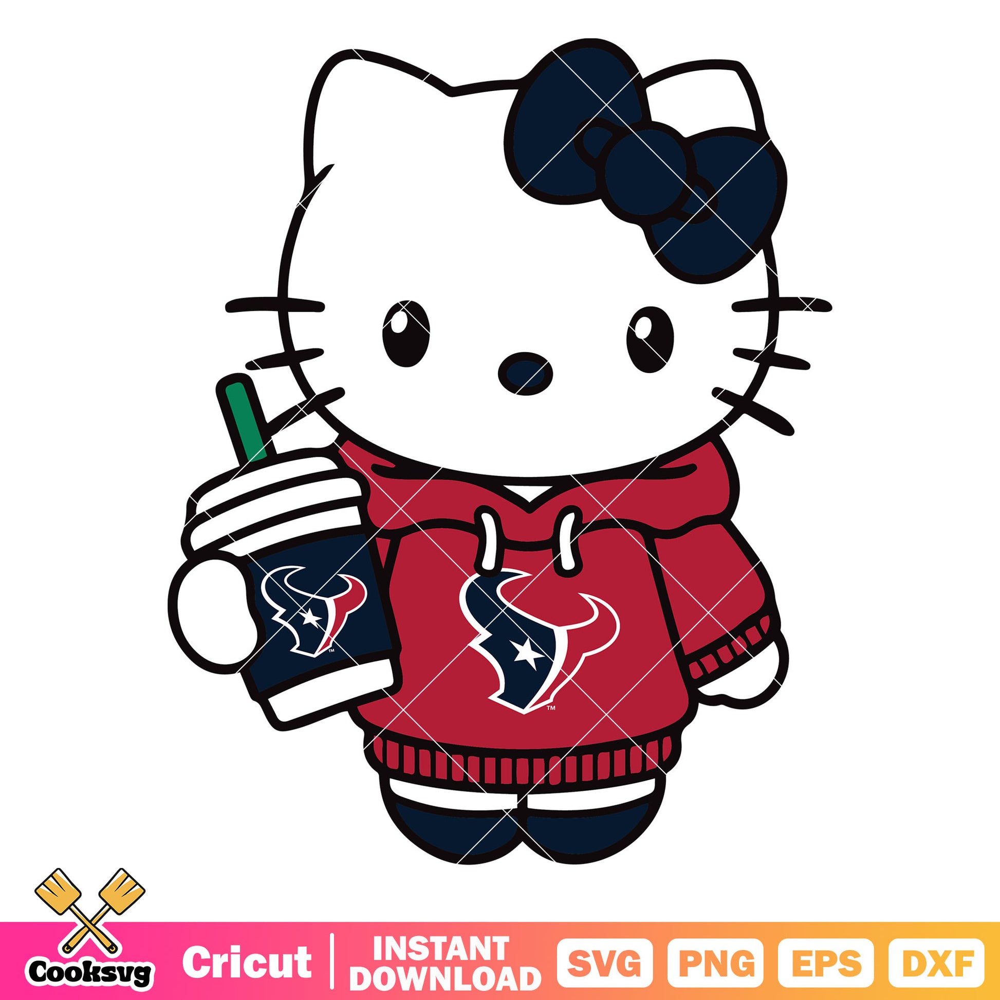 Hello kitty houston texans coffee svg, houston texans​ svg