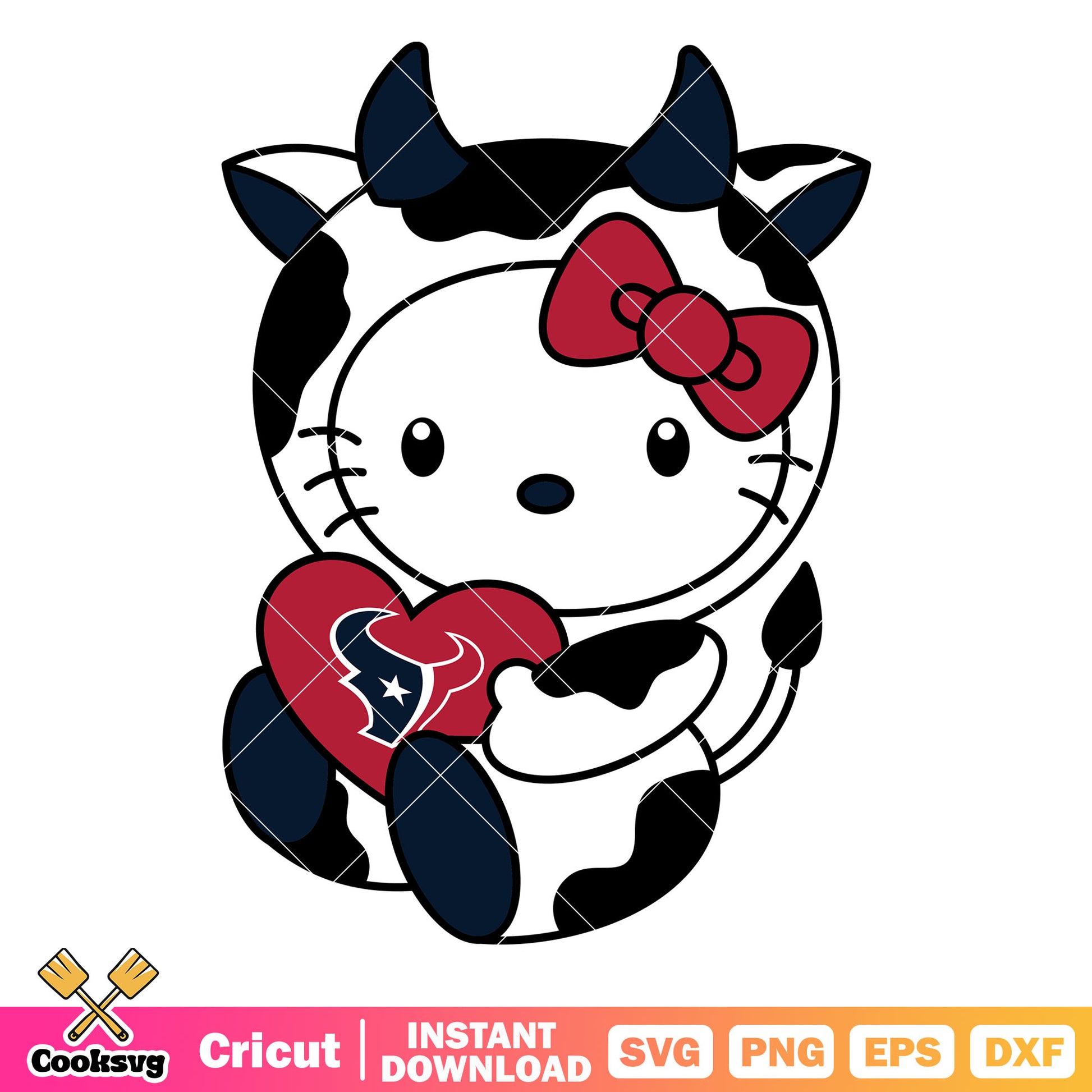 Hello kitty houston texans cow svg, houston texans games​ svg