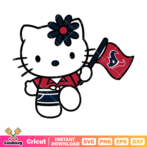 Hello kitty houston texans flag svg, houston texans svg