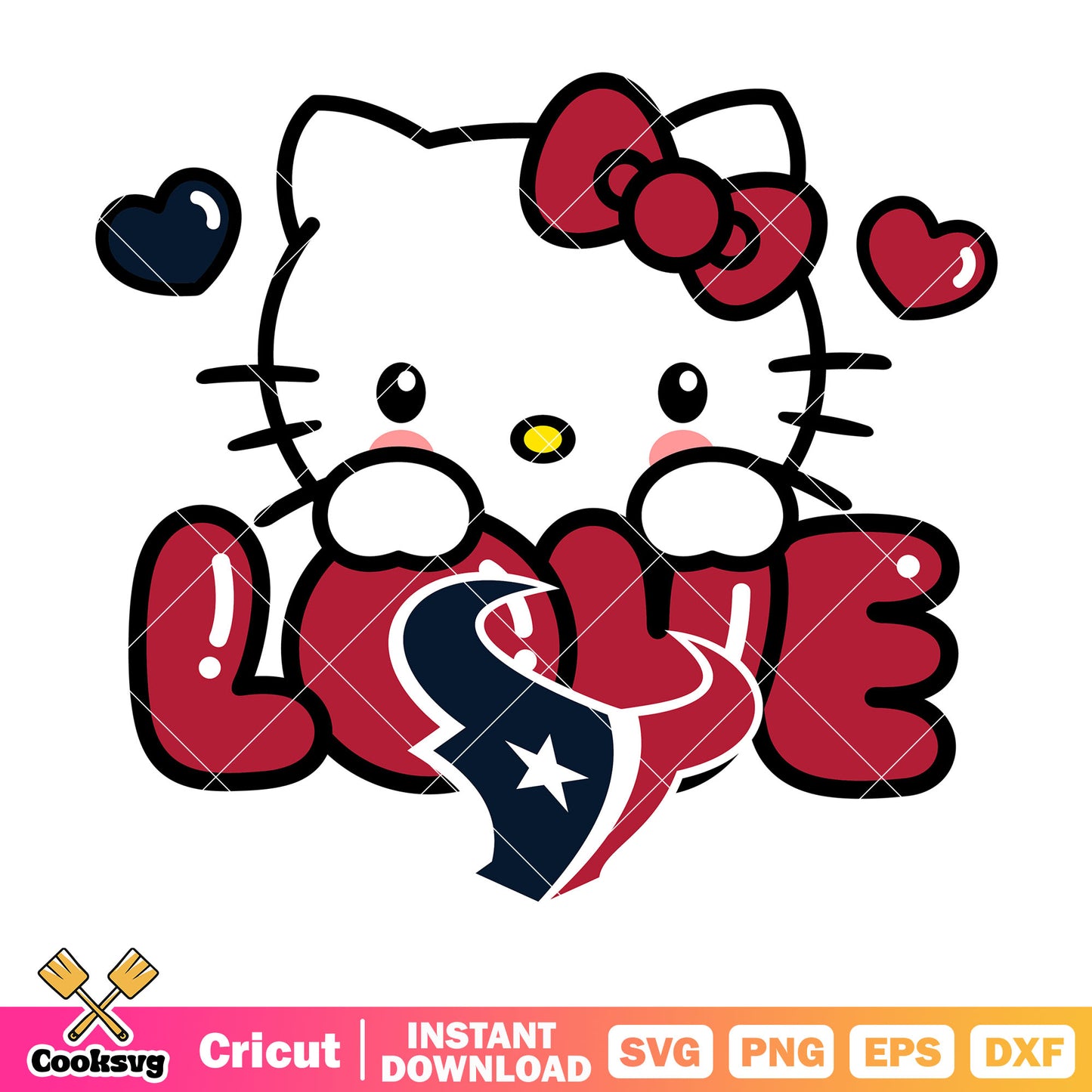 Hello kitty houston texans love svg, houston texans games​ svg