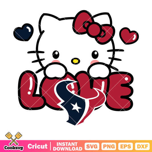 Hello kitty houston texans love svg, houston texans games​ svg