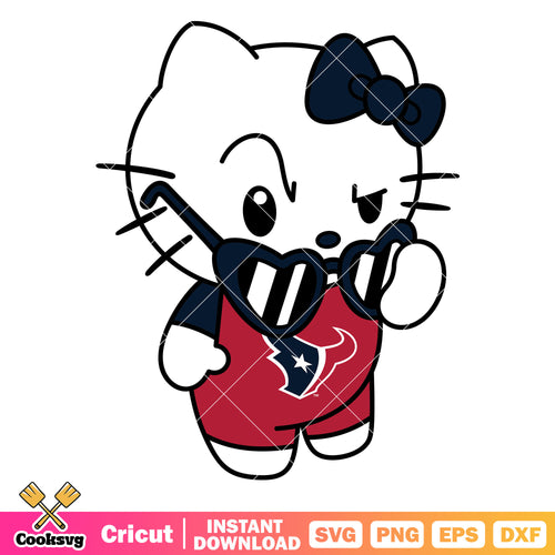 Hello kitty houston texans sunglasses svg, houston texans games svg