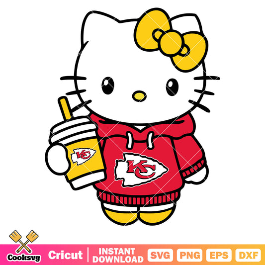 Hello kitty kansas city chiefs coffee svg, kansas city chiefs logo​ svg