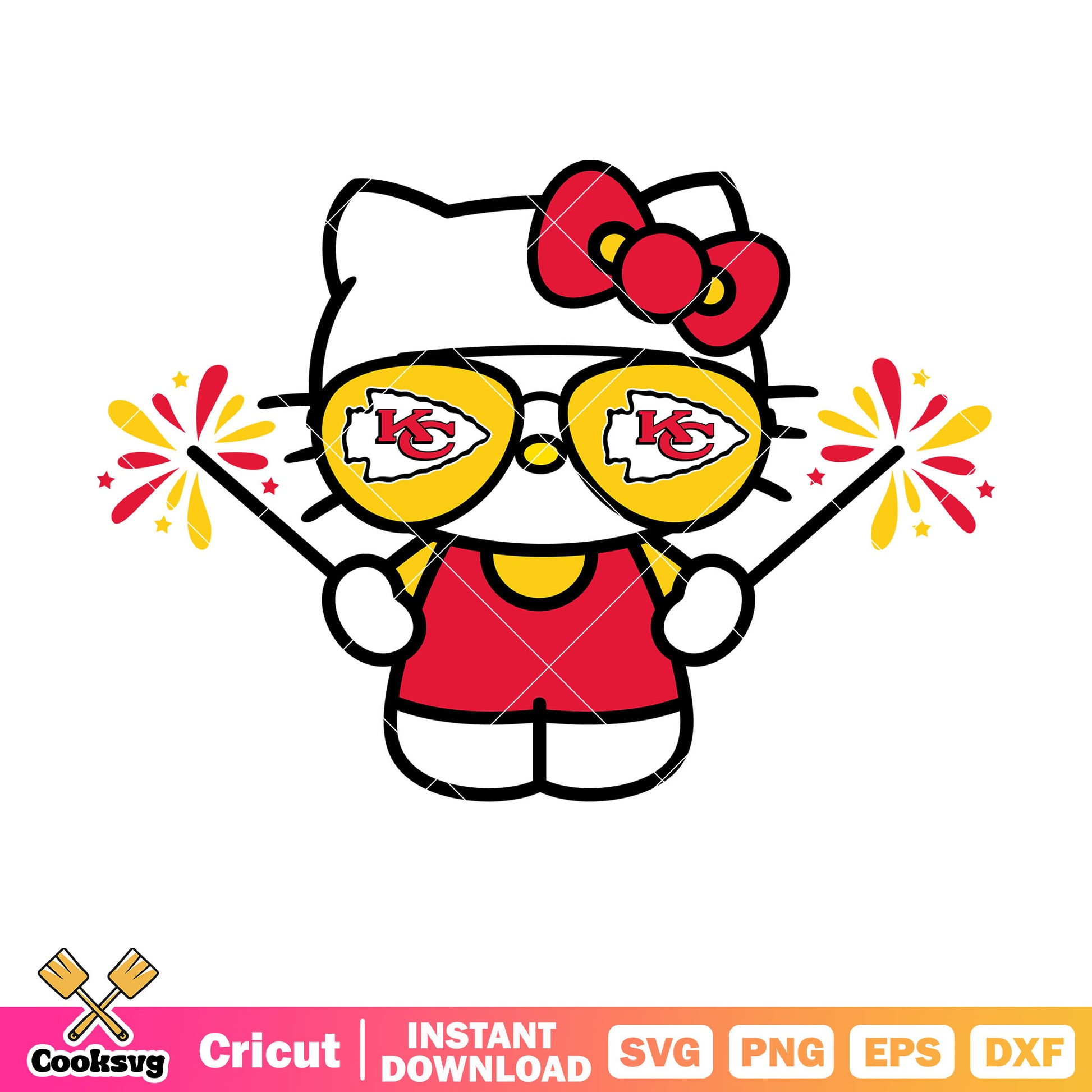 Hello kitty kansas city chiefs firework svg, kansas city chiefs logo svg