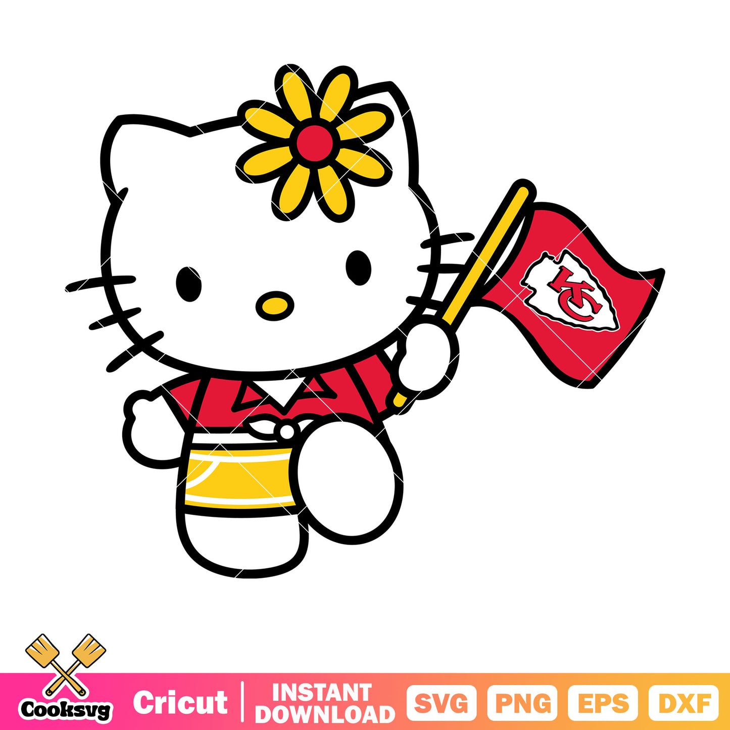 Hello kitty kansas city chiefs flag svg, kansas city chiefs flag svg