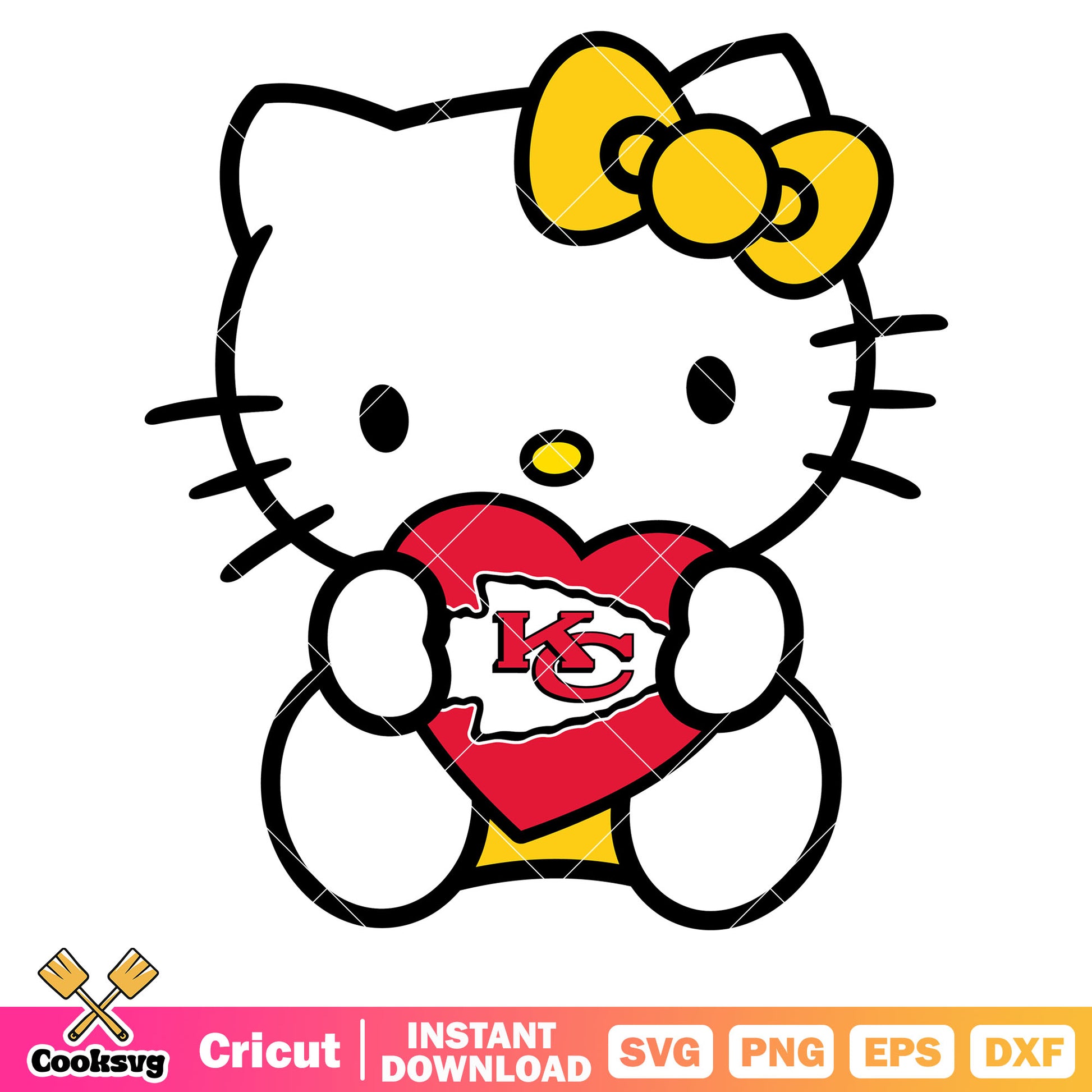 Hello kitty kansas city chiefs heart svg, kansas city chiefs svg