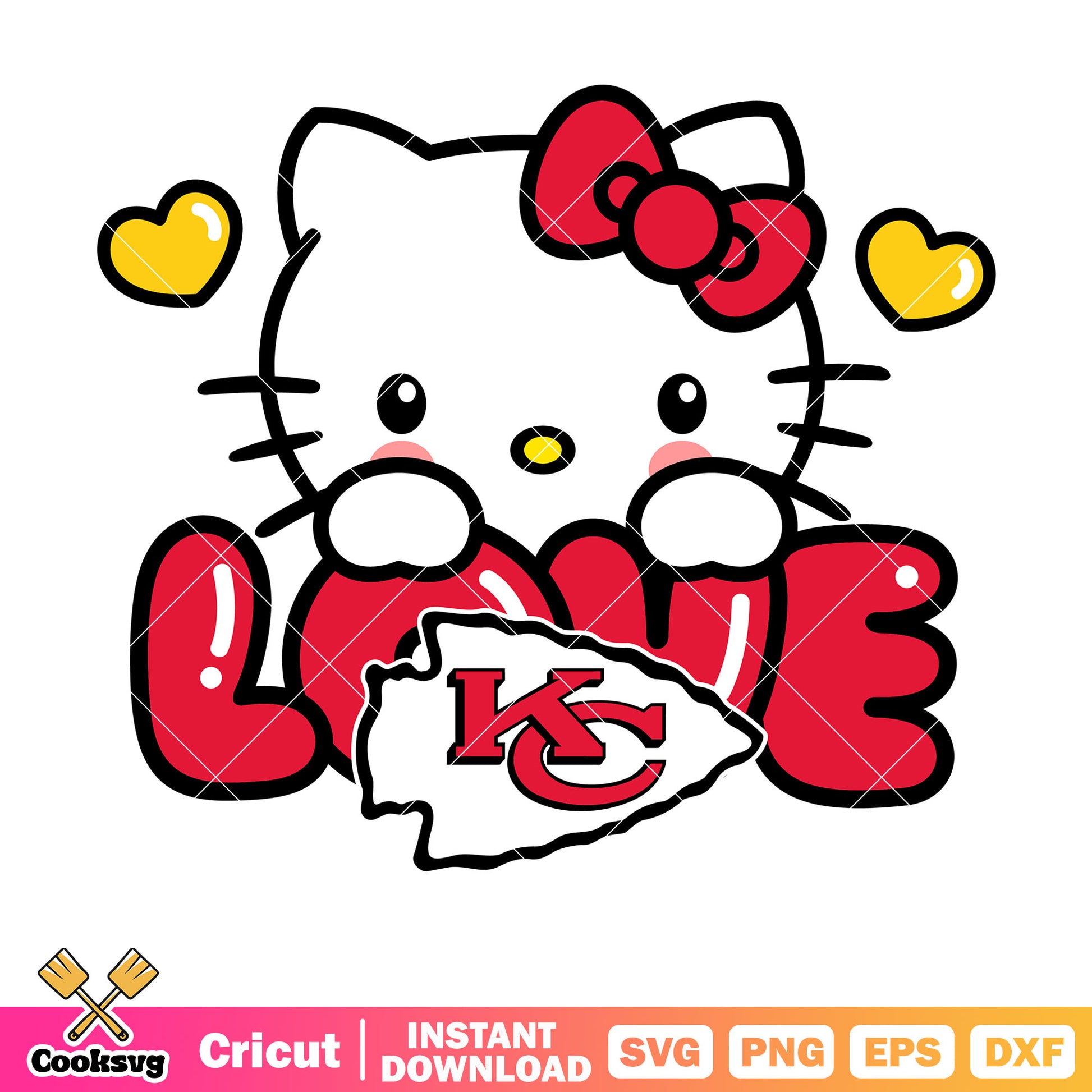 Hello kitty kansas city chiefs love svg, kansas city chiefs svg