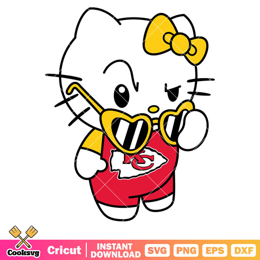 Hello kitty kansas city chiefs sunglasses svg, kansas city chiefs svg