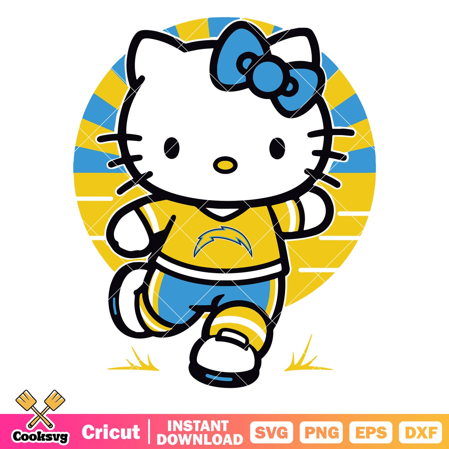 Hello kitty los angeles chargers fan svg, los angeles chargers​ svg