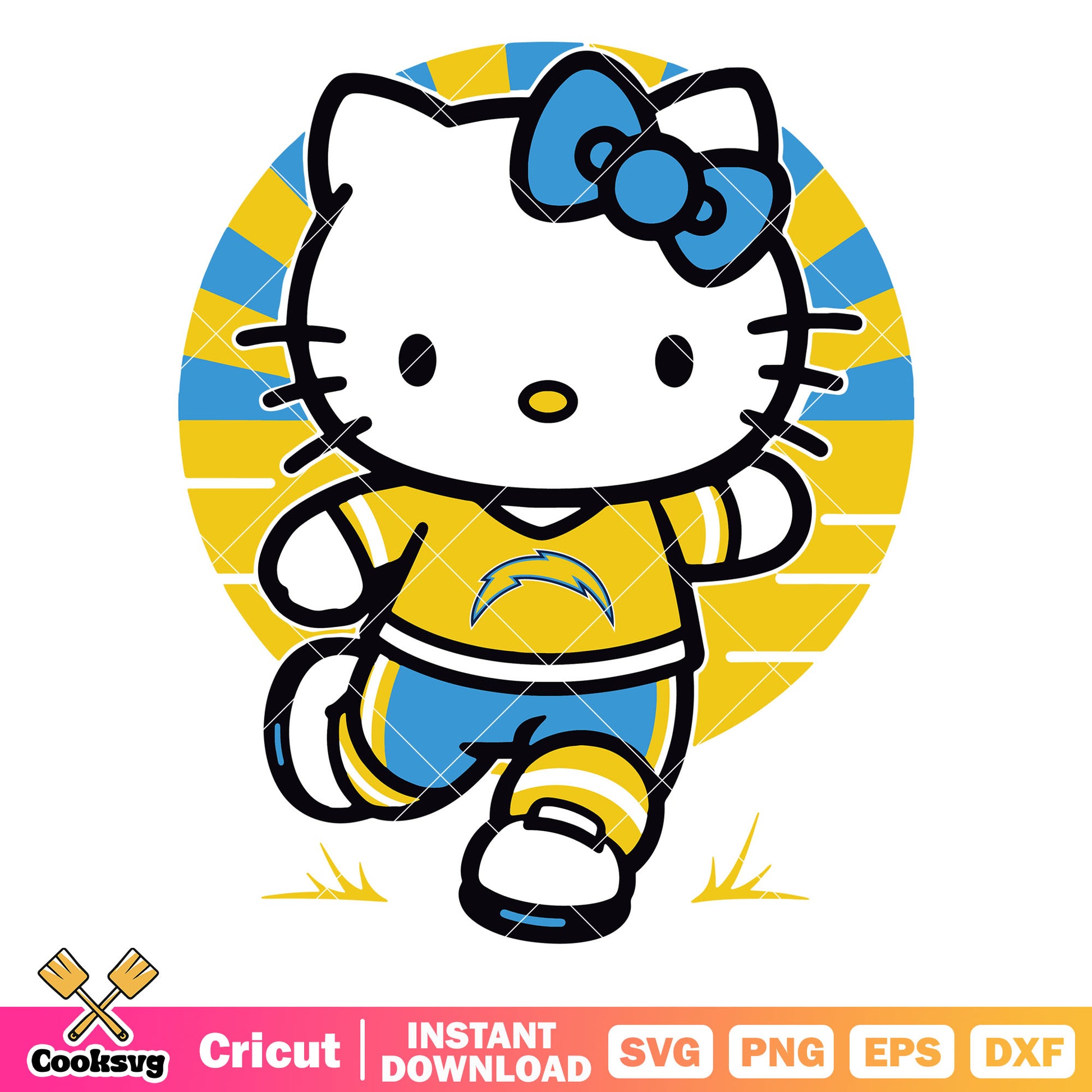 Hello kitty los angeles chargers fan svg, los angeles chargers​ svg