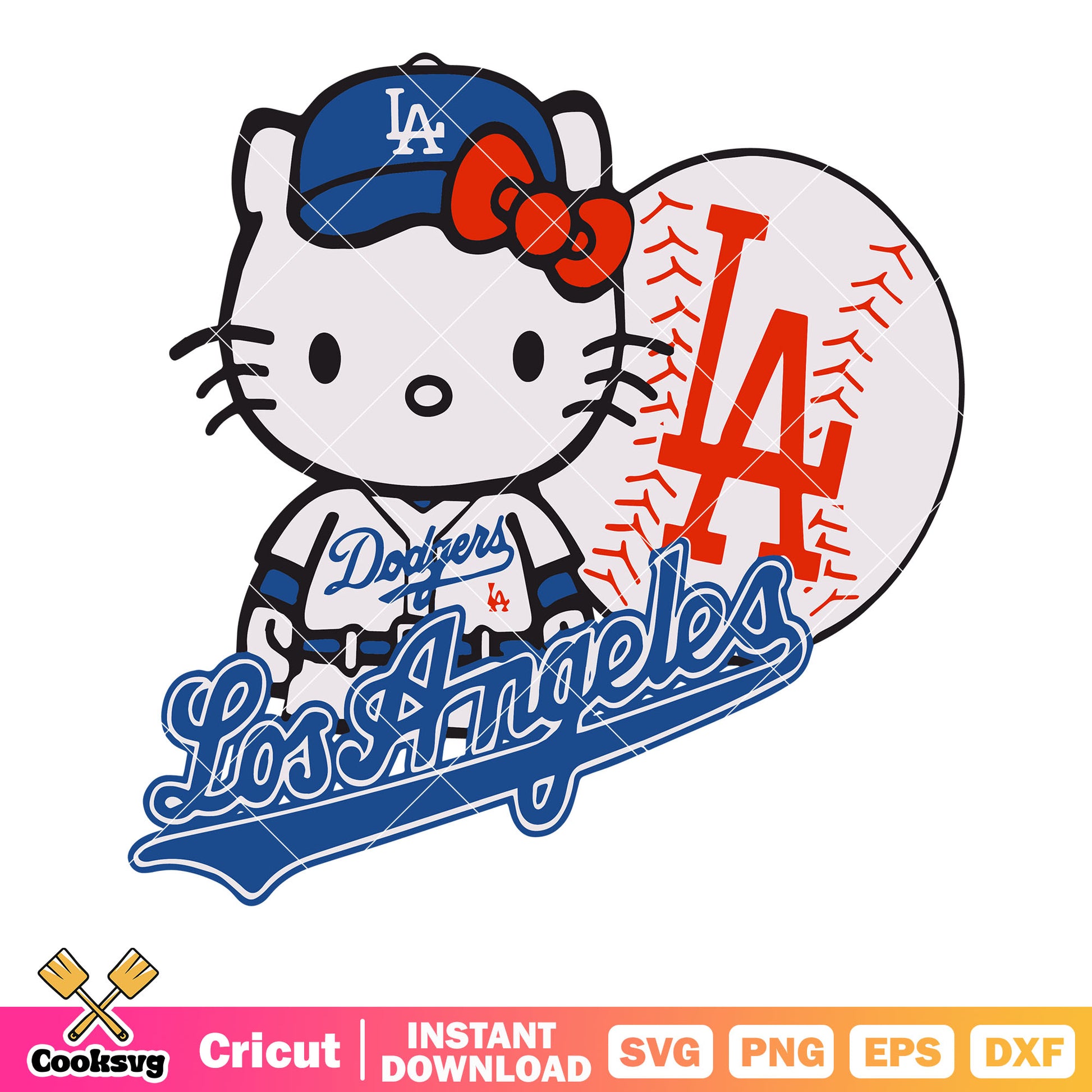 Hello kitty los angeles svg, los angeles​​ svg, hello kitty mlb​ svg