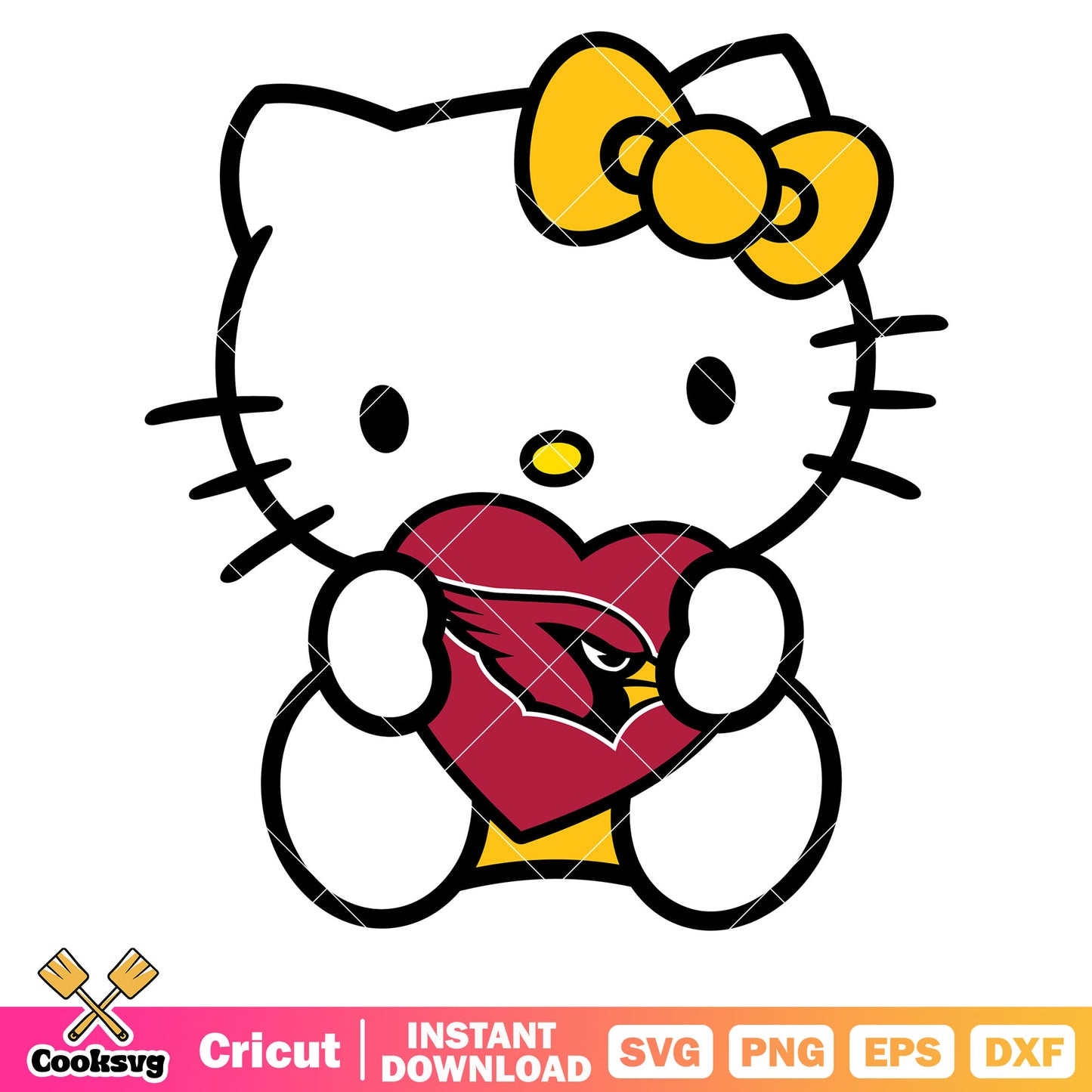 Hello kitty love arizona cardinals svg, arizona cardinals nfl​ svg