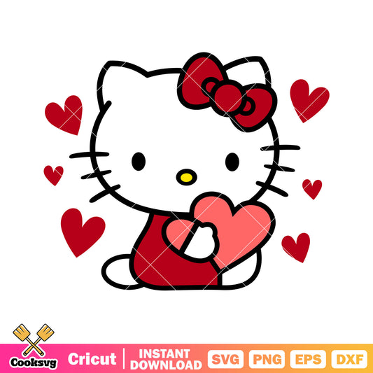 Hello kitty love red valentine svg, hello kitty valentine svg