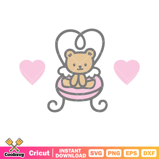 Hello kitty love teddy bear design svg, hello kitty care bear svg