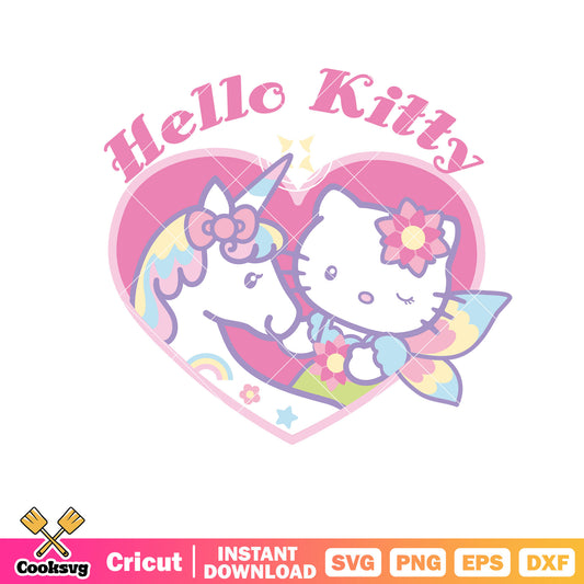 Hello kitty love unicorn pink svg, hello kitty love svg, kitty cat svg