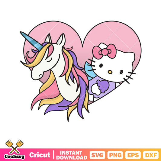 Hello kitty love unicorn svg, hello kitty love svg, kitty cat svg