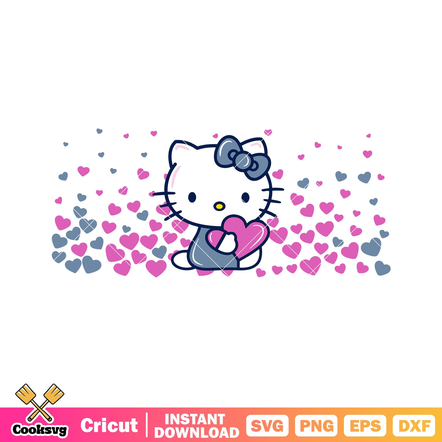 Hello kitty love valentine vibe svg, hello kitty valentine svg