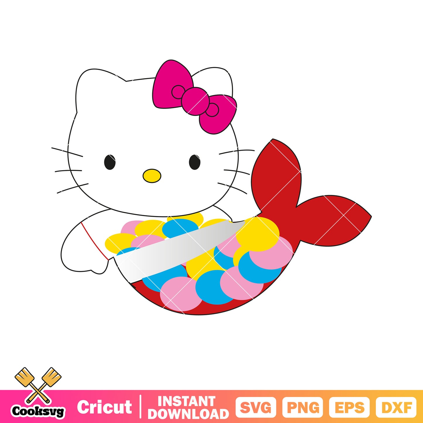 Hello kitty mermaid costume svg, hello kitty mermaid svg