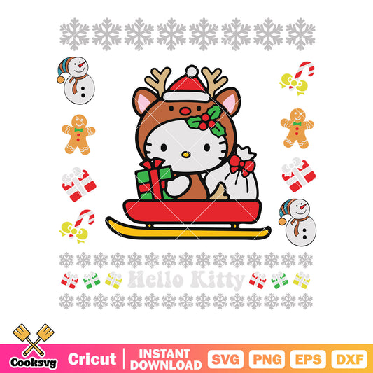 Hello kitty merry christmas svg design, hello kitty christmas svg