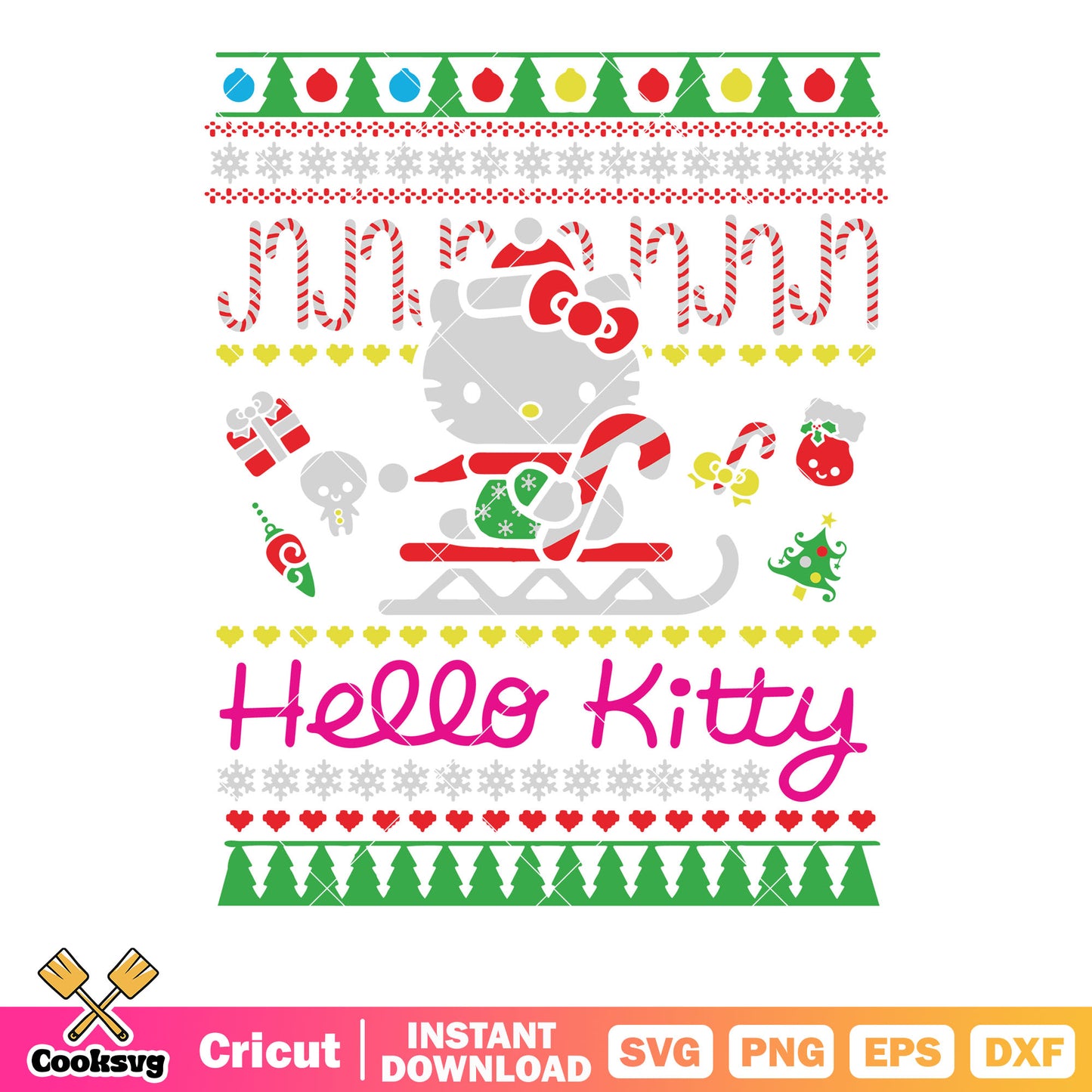 Hello kitty merry christmas svg file, hello kitty christmas svg