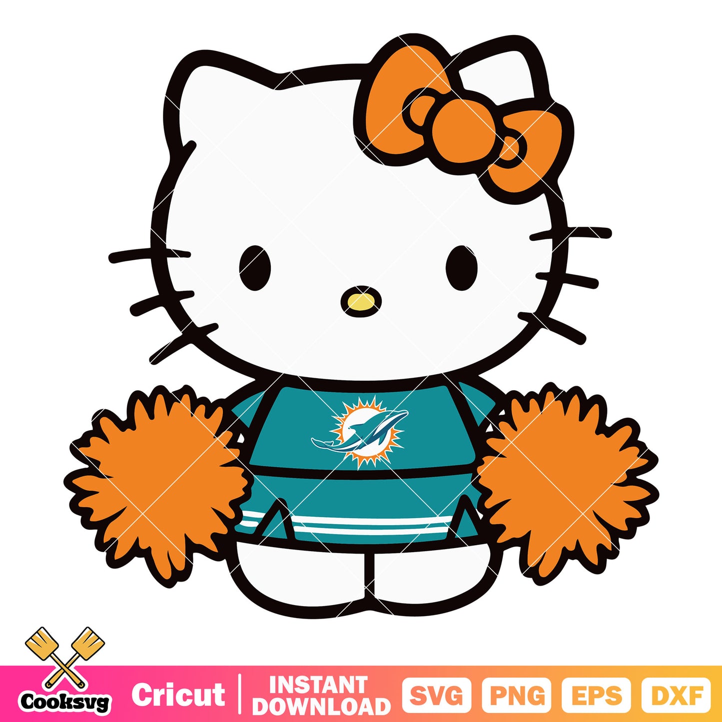 Hello kitty miami dolphins cheerleader svg, miami dolphins svg