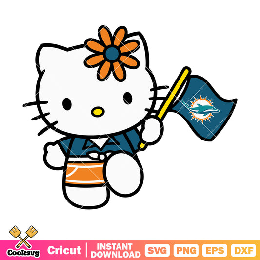 Hello kitty miami dolphins flag svg, miami dolphins svg