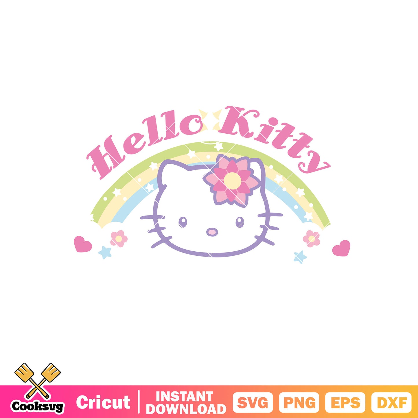 Hello kitty name and rainbow svg, hello kitty rainbow svg