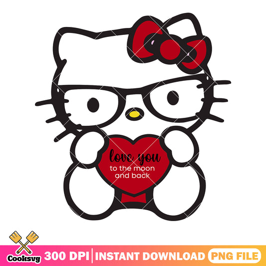 Hello kitty nerd heart png, valentines poster png, hello kitty png
